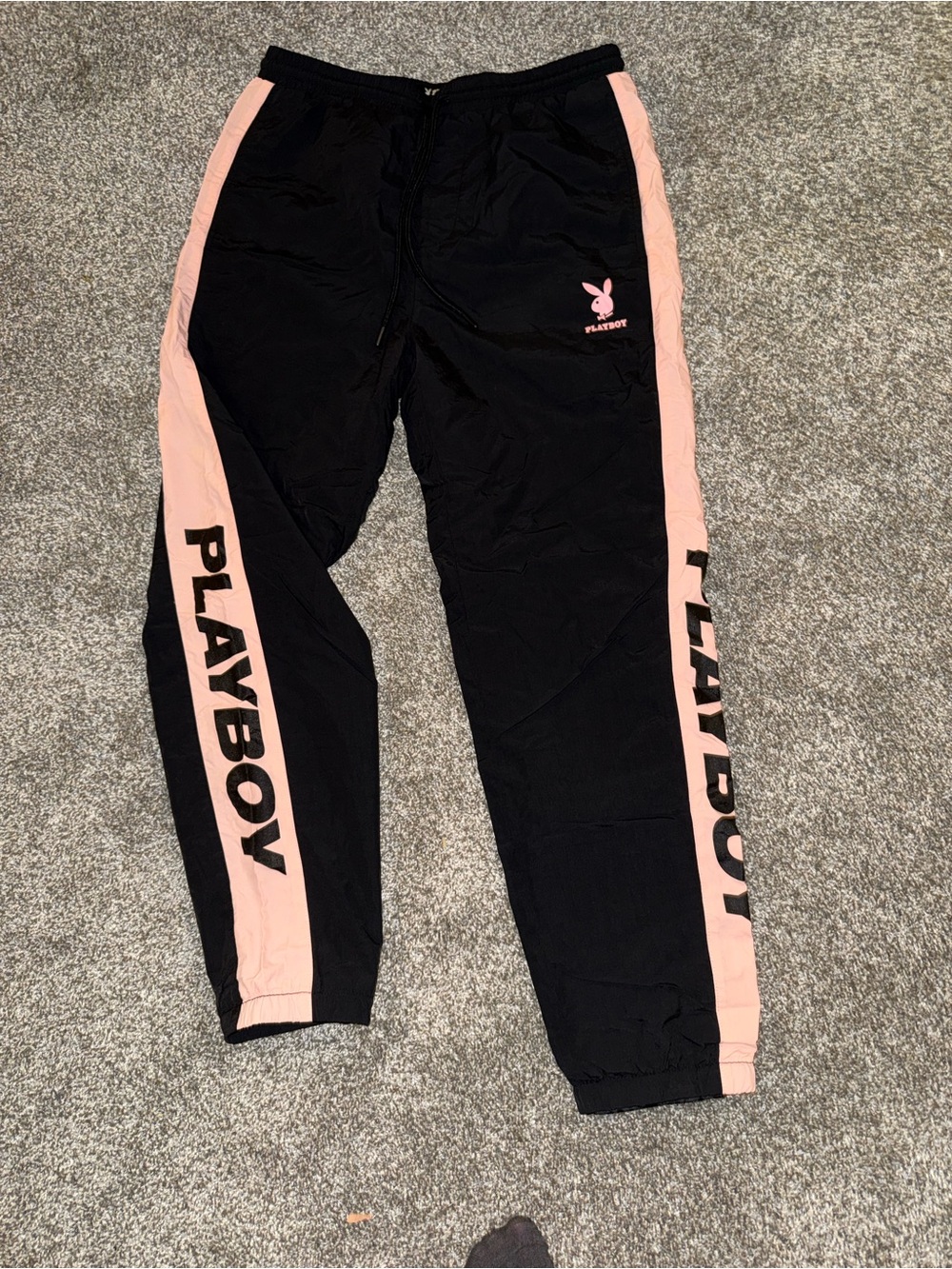 PLAYBOY Black and Pink Logo Jogger Pants